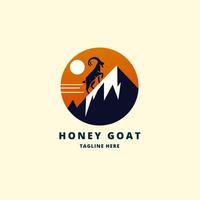 mountain and goat logo hipster retro vintage illustration icon element isolated vector