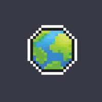 earth globe in pixel art style vector