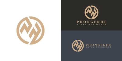 Abstract initial circle letter PR or RP logo in luxury soft gold color isolated on multiple background colors. The logo is suitable for hotel and residence company logo design inspiration templates. vector