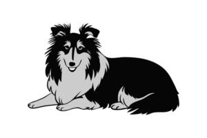 Dog resting silhouette illustration vector