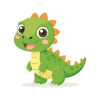 linda verde bebé dinosaurio en un blanco antecedentes. diseño para saludo tarjetas, invitaciones, impresión en ropa. vector