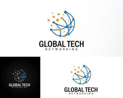 Global tech icon set logo design illustration with creative concept Premium vector