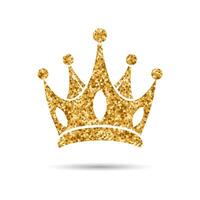 Gold glitter crown on a white background. Magic royal crown. vector