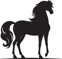 silueta caballo ilustracion negro y blanco color diseño vector