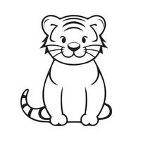 Tiger black and white cartoon character design collection. White background. Pets, Animals. vector