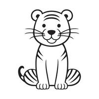 Tiger black and white cartoon character design collection. White background. Pets, Animals. vector