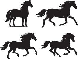 shilhouette horse ilustration black and white colour design vector