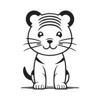 Tigre negro y blanco dibujos animados personaje diseño recopilación. blanco antecedentes. mascotas, animales vector