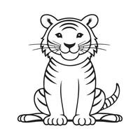 Tiger black and white cartoon character design collection. White background. Pets, Animals. vector