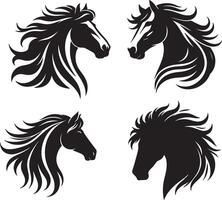 shilhouette horse ilustration black and white colour design vector