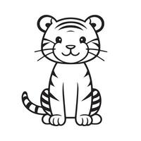 Tigre negro y blanco dibujos animados personaje diseño recopilación. blanco antecedentes. mascotas, animales vector