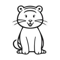 Tiger black and white cartoon character design collection. White background. Pets, Animals. vector