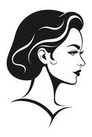 Woman profile with long hair in elegant bun pinned at the back hairstyle 30s vector