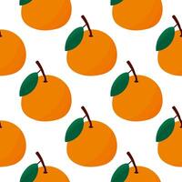 Chinese orange tangerine with green leaf pattern vector