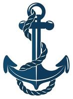 Anchor for navy ship with stylized chain in dark blue shades. vector