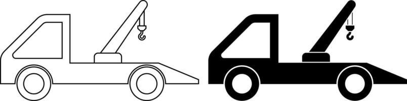 side view tow truck icon set vector