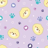 Seamless pattern with cute dogs, stars, message hearts and paws vector