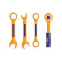 outline style of deference type of wrench mechanic tools white background, mechanic tool and repairing hardware, copy space for text or design white background vector