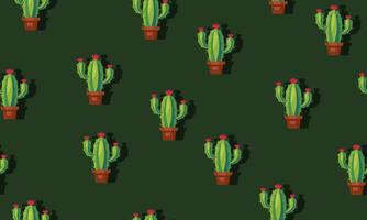 seamless pattern with cute cactus. green nature background. vector