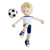 Football player shooting the ball while jumping 3d character render illustration png