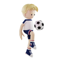 3d character playing football render illustration png