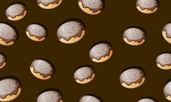 Sweet Bakery Food Seamless Pattern Design. bread brown background. vector