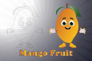 Mango Fruit Cartoon and Kawaii Hand-drawn mango word lettering for logo, label, badge, and emblem. Glossy colorful sticker vector