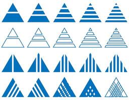 Pyramid chart geometry infographics triangle with many shapes in mathematics. vector