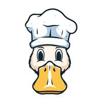 Pato cocinero cabeza mascota dibujo vector