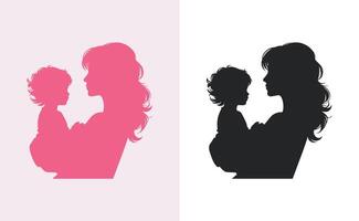 mujer y niño logo diseño de la madre día especial lata ser usado en social medios de comunicación correo, saludo tarjeta diseño, bandera y carteles contento madres día silueta para mejor mamá y niño amor tarjeta diseño vector