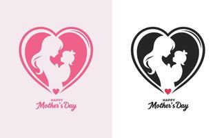 women and child logo design mother's day special can be used in social media post, greeting card design, banner and posters. Happy mothers day silhouette for best mom and child love card design vector