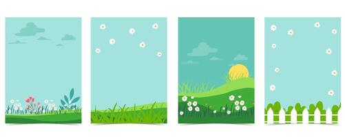 Collection of natural background set with garden.Editable illustration for vertical design vector