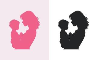 women and child logo design mother's day special can be used in social media post, greeting card design, banner and posters. Happy mothers day silhouette for best mom and child love card design vector