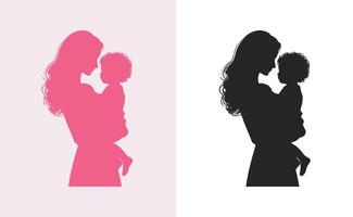 women and child logo design mother's day special can be used in social media post, greeting card design, banner and posters. Happy mothers day silhouette for best mom and child love card design vector