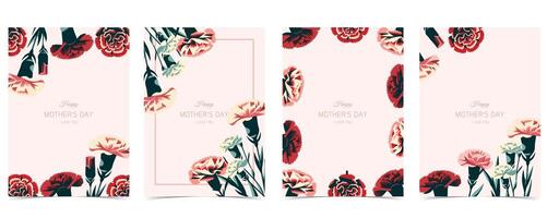 Natural background with carnation, flower. illustration for a4 vertical design vector