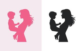 women and child logo design mother's day special can be used in social media post, greeting card design, banner and posters. Happy mothers day silhouette for best mom and child love card design vector