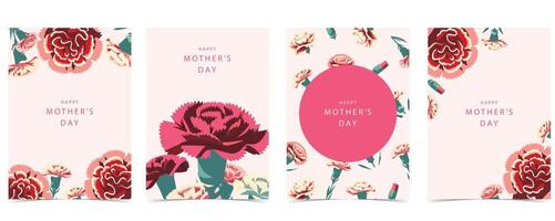 Natural background with carnation, flower,circle. illustration for a4 vertical design vector