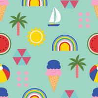 summer background with geometric style.illustration for square seamless pattern design vector