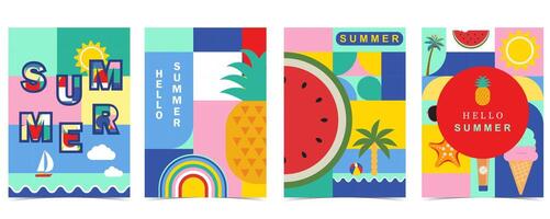 summer background with geometric style.illustration for a4 vertical design vector