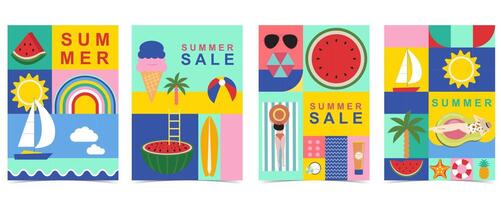 summer background with geometric style.illustration for a4 vertical design vector
