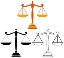 Set scale of justice icon sign symbol flat design illustration vector