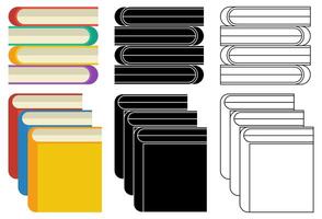 Set stack of books icon flat design illustration vector