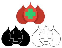 conjunto soltar sangre icono. sangre transfusión plano diseño ilustración vector