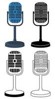 set classic microphone icon symbol flat design template illustration vector