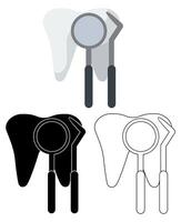 conjunto diente dental icono dentista símbolo plano diseño ilustración vector