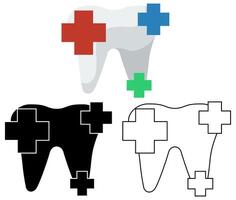 conjunto diente dental icono dentista cuidado de la salud símbolo diseño ilustración vector