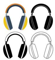 set headphone icon flat design template illustration vector