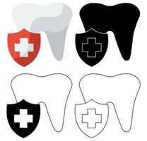 set tooth shield protection icon. Dental symbol design template illustration vector