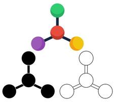 conjunto átomo icono Molécula símbolo modelo plano diseño ilustración vector
