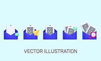 3d realistic icon modern purple open mail envelope design vector